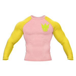 Camiseta Deportiva de Manga Larga para Hombre, Estilo Artes Marciales Mixtas, con Estampado de Corona Azul y Amarilla, Ajustada, de Secado Rápido - Product Image 5