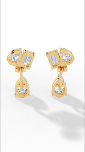 Boucles d'oreilles cascade Opaline multi-pierres avec émeraudes et diamants de laboratoire taille poire, or 18 carats, fournisseur de bijoux fins de luxe - Product Image 6