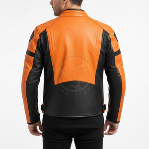 Blouson de moto pour homme en cuir respirant avec rembourrage de protection, tissu durable, ajustement réglable, pour la conduite sur route - Product Image 4
