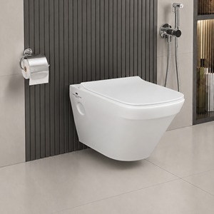 Inodoro de Cerámica Moderno de Una Pieza con Sifón en P, Descarga Rápida Tornado, Sin Borde, Suspendido en la Pared, Ecológico y Fácil de Limpiar para Villas y Baños - Product Image 1