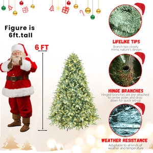 Albero di Natale Artificiale Blu-Verde da 180 cm con 500 Luci LED Bianco Caldo e Punte delle Rami Miste - Product Image 2