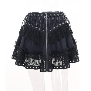 Top Selling Gothic <b>Skirt</b> Women's <b>Black</b> Goth Mini <b>Skirt</b> <b>Layered</b> Mesh Grunge Floral Lace <b>Skirts</b> Custom OEM ODM - Product Image 4