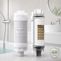 Filtre de douche manuel en plastique Bevita PURE de Corée, à fixer sur robinet, avec billes minérales antibactériennes, élimination du chlore et des impuretés, sans BPA
