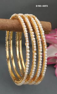 Bracelets en laiton Polki pour femmes, bijoux indiens traditionnels tendance avec perles pour mariée - Product Image 3