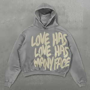 Sudadera con Capucha Corta Oversize Rosa Estampada con la Frase All We Need Is Love, Unisex, Informal, de Felpa Francesa de Algodón - Product Image 6