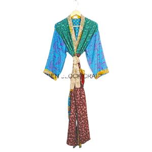 Chemises de nuit d'été pour femmes en soie à imprimé floral vintage, col en V, fermeture à cordon, haute qualité, vêtements de plage d'intérieur, cadeau de Noël - Product Image 1