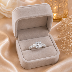 0.50 TCW Real Round Cut <b>Cluster</b> Diamond Engagement Ring for Women | Luxury Wedding Anniversary Fine Jewelry Gift Elegant Ring - Product Image 3