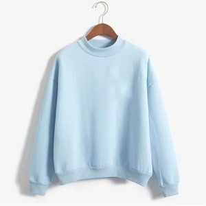 Sudadera Unisex de Cuello Redondo, Tejida, Holgada, de Color Sólido, Informal, para Otoño, Corte Regular, 100% Algodón, Blanca - Product Image 2