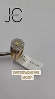 Bague élégante pour homme en or jaune 14 carats avec diamants ronds brillants de laboratoire et plaqué rhodium