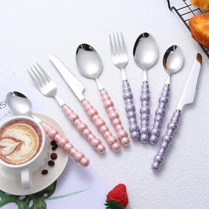 Impresionante juego de cubiertos metálicos con mangos de perlas, apto para lavavajillas, perfecto para el hogar, bodas, mesas de comedor, juegos de vajilla. - Product Image 5