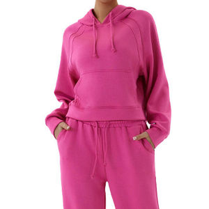 Hot Selling Girls Custom Logo 100% Cotton Color Block Thin Pullover <b>Crop</b> <b>Top</b> <b>Hoodie</b> For Woman 100% Cotton Breathable - Product Image 6