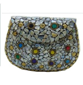 Turquoise Metal Mosaic Clutch Bag Flap Evening <b>Purse</b> Casual Handbag Women <b>Medium</b> Waterproof A.B Handicraftly Metal Wholesale - Product Image 2