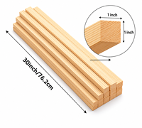 Tiges carrées en bois de pin naturel pour projets de bricolage, décoration autoportante pour l'artisanat et les modèles