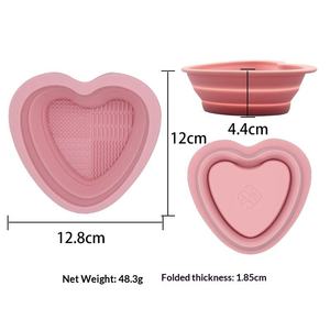 Hot-selling Silicone Heart-shaped Dishwashing Makeup Brush Powder Puff Cleaning Folding Bowl Beauty <b>Egg</b> Cleaning Tool Washing - Product Image 5
