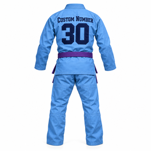 Kimono de Jiu-Jitsu unisexe avec veste enveloppante personnalisée, lettrage de marque sur mesure et pantalon d'entraînement d'arts martiaux assorti, uniforme - Product Image 3