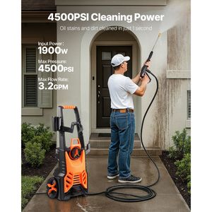 Idropulitrice Elettrica ad Alta Potenza, Max 4500 PSI, 3.2 GPM, con 4 Ugelli a Connessione Rapida per Varie Attività - Product Image 6