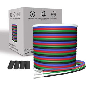 Cable de Extensión Eléctrico RGB de 66 Pies y 4 Pines, Calibre 22, 20 Metros, para Tiras LED 5050 3528 2835, Cables de Alimentación y Extensiones - Product Image 1