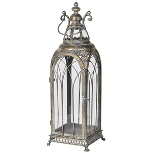 Lanterne géométrique en verre transparent et métal doré au design moderne, porte-bougie suspendu ou à poser en laiton pour centres de table de mariage - Product Image 6