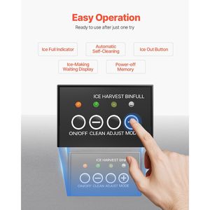 Macchina per il ghiaccio da incasso in acciaio inox con capacità di 50 libbre/giorno, porta reversibile e pompa di scarico per frigorifero. - Product Image 5