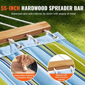 "Moderna amaca trapuntata doppia da 12 piedi con barre di spargitore in legno e cuscini staccabili" - Product Image 4