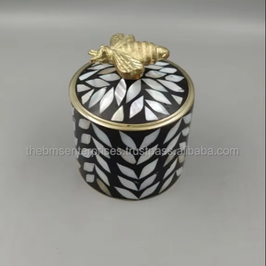 Handcrafted Brass and Mother of Pearl Lacquer Jewelry Organizer Gift <b>Box</b> with Bohemian Style 2-Layer Multifunction Design - Product Image 6