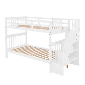 Letto a castello bianco a due piazze con contenitore e sponda di protezione per cameretta bambini/dormitorio (vecchio SKU LP000109AAK) - Product Image 6