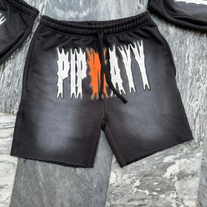 Pantalones cortos de hombre de lana peinada 100% algodón, color liso, con lavado efecto descolorido por el sol y lavado ácido, estilo vintage urbano, con dobladillo sin rematar - Product Image 3