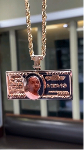 Colgante Personalizado con Foto de Billete de Dinero en Oro Rosa, Moissanita VVS, Plata de Ley 925, Certificado GRA, Tendencia, Superventas, Estilo Hip Hop - Product Image 5