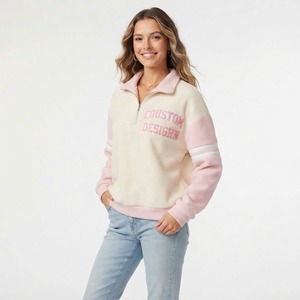 Sudadera de Forro Polar con Cierre de Cremallera de un Cuarto para Mujer, Color Verde Marino, con Estampado de Arcoíris Brillante, Cuello Alto, Estilo Casual para Otoño - Product Image 2