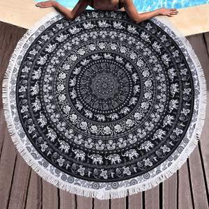 Tapis mural rond imprimé d'oiseaux, tapisserie de Yoga, Mandala, style indien, pour plage, pique-nique de plage, vente en gros - Product Image 4