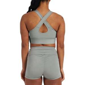 ROMAN SPORTS WEAR Nuevo Conjunto de Yoga de 2 Piezas Hecho a Medida, Top Corto y Pantalones Cortos, Antibacteriano, Transpirable, de Secado Rápido y Ecológico - Product Image 6