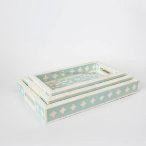 Bandeja de Servir Artesanal con Incrustaciones de Hueso, Diseño de Diamantes Blancos y Negros, Ecológica y Pulida, para Decoración de Mesa Elegante en Cocinas Modernas - Product Image 6