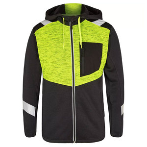 350 GSM High Visibility Outdoor Running Men Safety <b>Security</b> Reflective <b>Tape</b> Zipper Hoodies Sweatshirts - Product Image 1