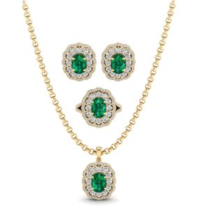 REYES Fabricante de Conjuntos de Joyería de Plata de Ley 925 con Moissanita para Mujer, Aretes y Collar con Gema de Rubí Ovalada de 9.91Ct - Product Image 5