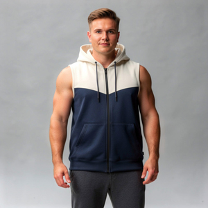 Haut à capuche sans manches zippé pour hommes et garçons, idéal pour l'entraînement et le fitness, vêtement de sport - Product Image 1