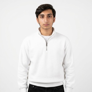 Sweat-shirt personnalisé pour homme à col montant zippé, en molleton bouclette premium, coupe décontractée, style streetwear minimaliste - Product Image 1