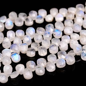 Perles de pierre de lune arc-en-ciel naturelle facettées en forme de poire, Briolette 5x7mm, Perles de pierre de lune arc-en-ciel en forme de poire, Vente en gros, Fil de pierres précieuses en vrac, 6 pouces - Product Image 1