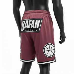 Shorts de basketball pour hommes en mesh polyester respirant avec empiècements latéraux brodés et logo thermocollé, pour entraînement. - Product Image 5