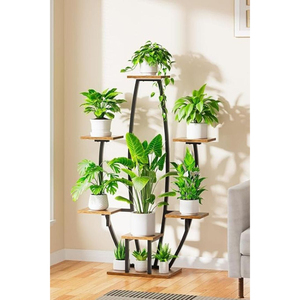 Metal Plant Stand Indoor Multi-Layer Decorative Flower Pot Rack for Living Room Balcony Sturdy Wood and Iron Display <b>Shelf</b> - Product Image 1