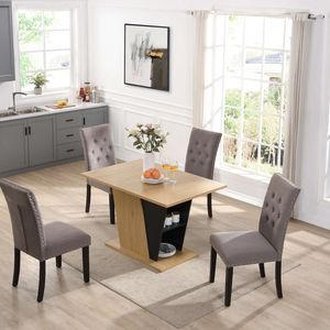 Tavolo da Pranzo Allungabile Moderno da 61,81 Pollici con Vano Portaoggetti Integrato, Struttura in Metallo Robusto e Base in MDF - Product Image 6