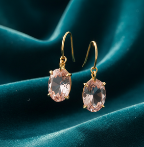 Elegantes Pendientes Colgantes Ovalados de Hidroplata Rosa en Plata de Ley 925 con Baño de Oro de 18K, para Bodas, Fiestas, Regalo de Aniversario - Product Image 4