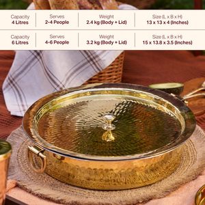 Brass Lagan 6L Stainless Steel Covered Lid 100% Pure Brass Degchi Biryani Handi Stainless Steel Handle Aluminum Alloy Hand Grip - Product Image 4