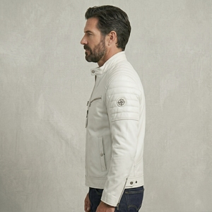 Veste en cuir sur mesure pour homme, veste de motard, vêtement d'extérieur en cuir véritable, coutures durables, coupe confortable, texture douce - Product Image 5