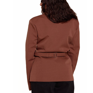 Blazer en Laine Mélangée pour Femme, Broderie 3D, Revers Asymétrique, Coupe Slim, Taille Cintrée, Poches Cargo, Veste Formelle de Bureau - Product Image 5