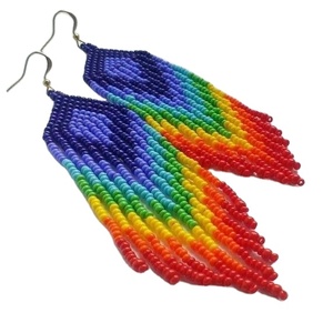 2025 haute couture en gros à la main perle de rocaille Huggie boucles d'oreilles multicolore unisexe bijoux - Product Image 1