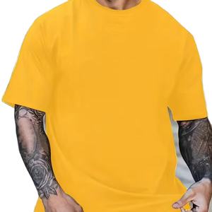 Camiseta de algodón premium para hombre, nuevo estilo, hombros caídos, corte relajado informal, manga corta, transpirable, de secado rápido, color liso, para uso diario. - Product Image 1