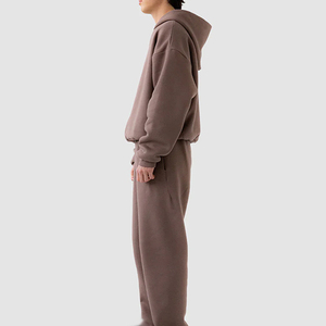 Survêtements d'hiver personnalisés respirants à capuche, style streetwear, avec logo personnalisé, en coton épais, coupe oversize - Product Image 2