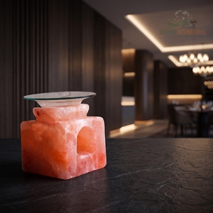 Diffuseur d'huiles essentielles en sel de roche cubique carré, porte-bougie chauffe-plat, brûleur d'arômes artisanal en sel rose de l'Himalaya naturel - Product Image 3