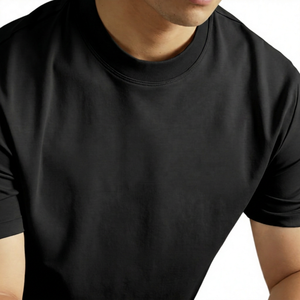 T-shirt en coton à manches courtes pour homme, coupe ajustée, col rond, couleur unie, respirant, jersey décontracté - Product Image 5
