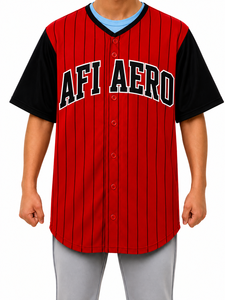 Maillot de baseball rayé rouge et noir, 14 boutons sur le devant, manches courtes, coupe classique, respirant, 100 % polyester, vêtements d'hiver - Product Image 3